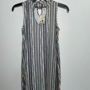 Mudd Women's Multicolor Stripe Mock Chocker Mini Fit & Flare Dress Size XS NWT